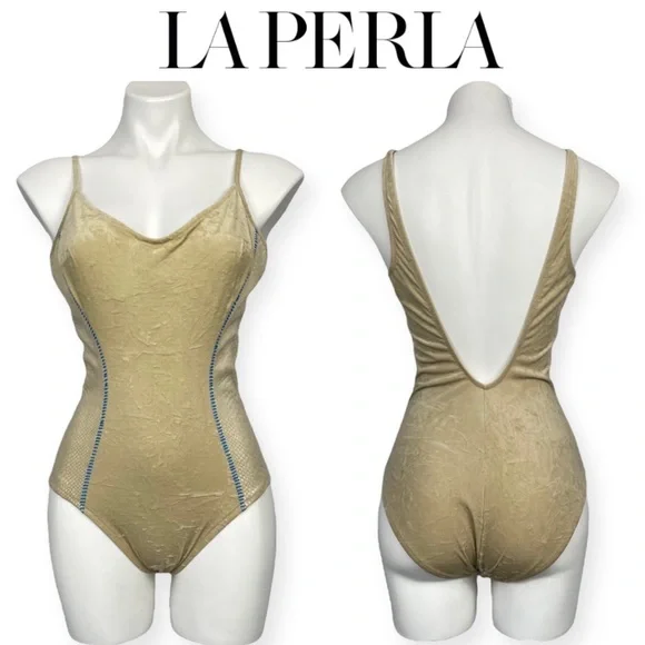 Anna Club By La Perla One Piece Swimsuit Velour Velvet Snake Print Bikini 48 12 - Picture 3 of 16